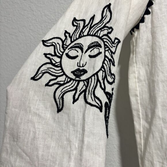 Johnny Was Addison Kimono Sleeve Shirt Floral Embroidery Large Embroidered Sun - Picture 4 of 14